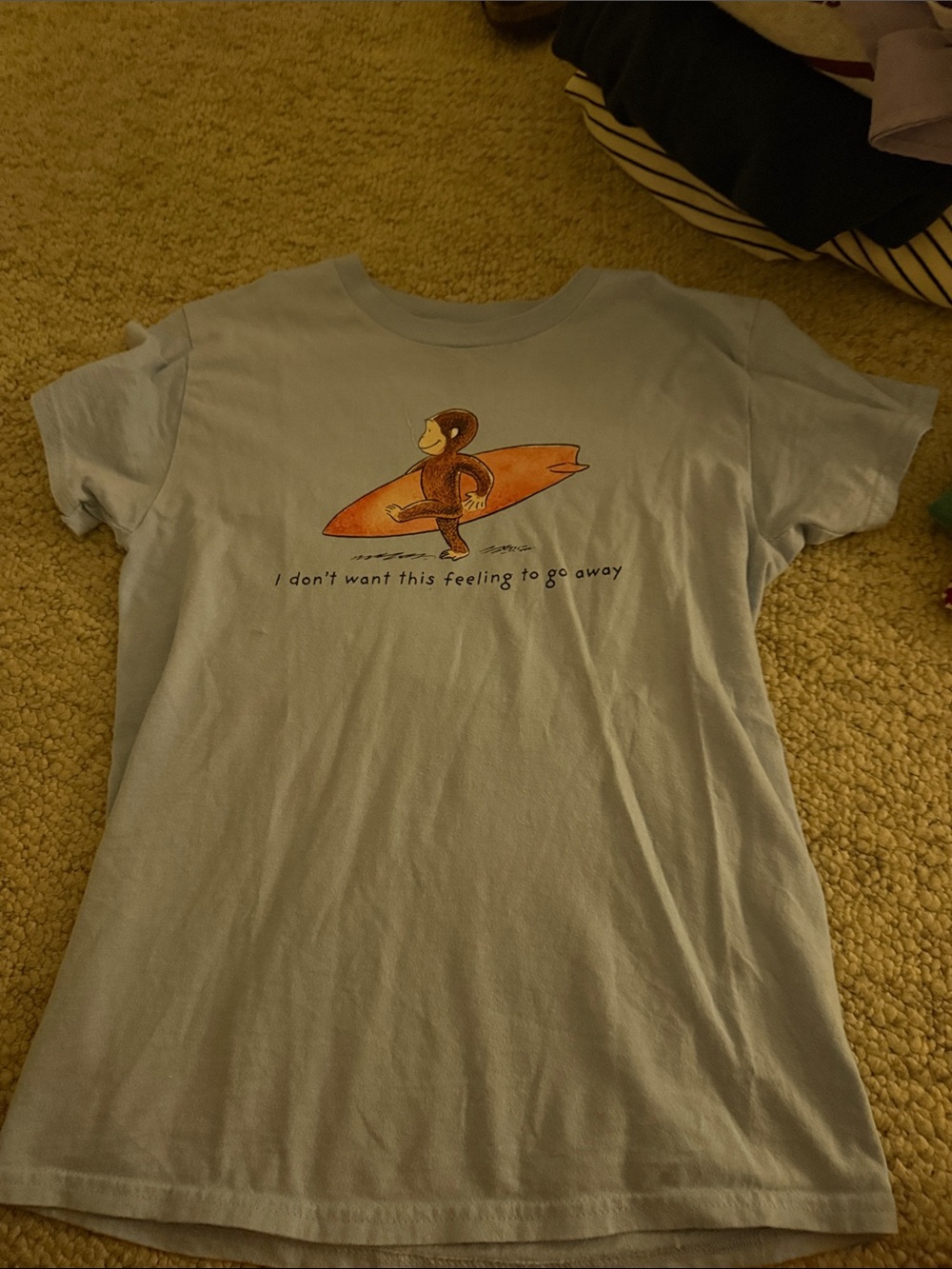 SHEIN Light Blue Graphic Tee with Surfing Monkey